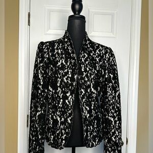 Size 8 black & white wool blazer w/ scalloped trim